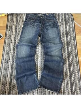 Gap Men's 1969 Boot Fit Leg Blue Denim Whiskers Faded USA Made Size 30x32